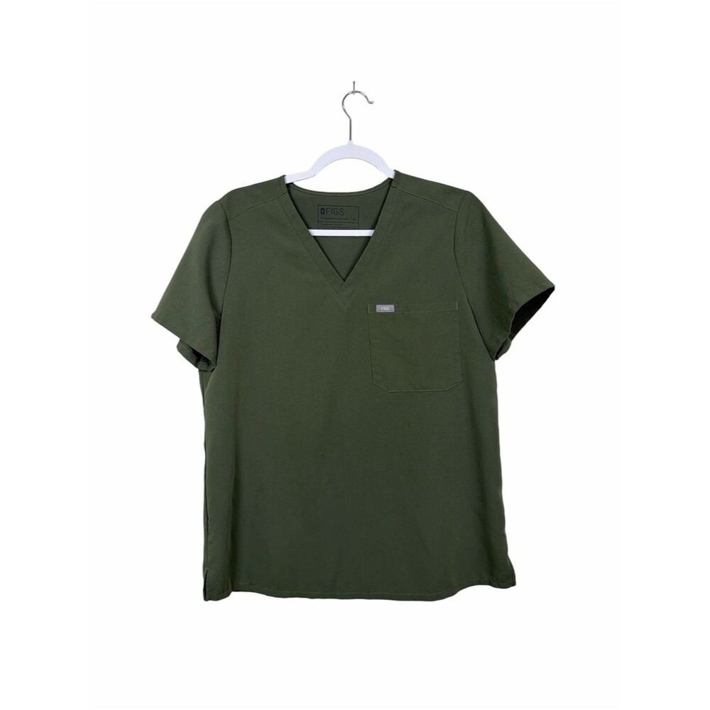 FIGS Technical Collection Scrub Top Womens Medium Olive Green Medical Healthcare